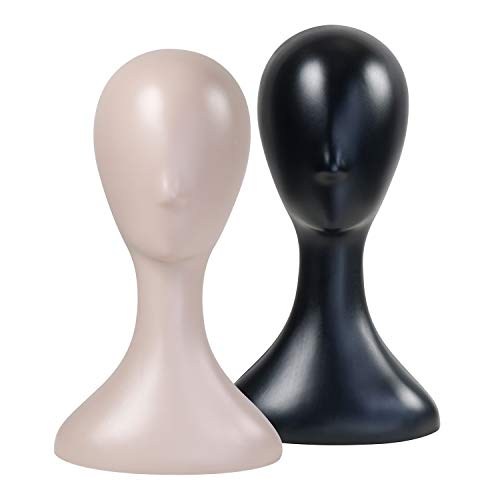 16 Inch Studio Limited Professional Plastic Mannequin Head Durable Women Model Wig Head Stand Torso Styling Making Display Holder with Jack for Wigs, Hat, Mask, Headdress, Necklace (Black, 9 Pack)