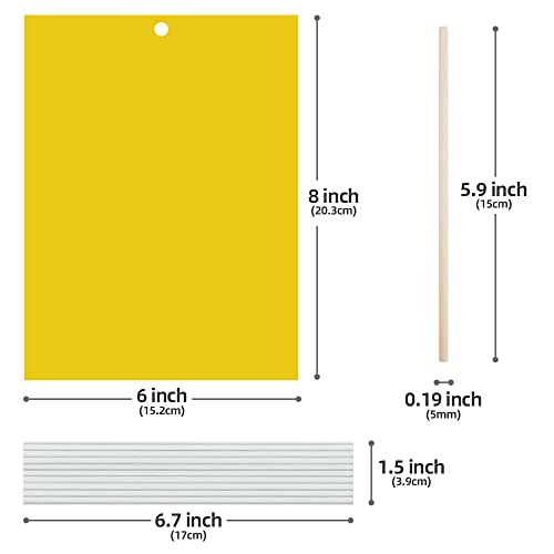 Kensizer 30-Pack Fruit Fly Trap, Yellow Sticky Gnat Traps Killer for Indoor/Outdoor Flying Plant Insect Like Fungus Gnats, Whiteflies, Aphids, Leaf Miners - 6x8 in, Twist Ties Included