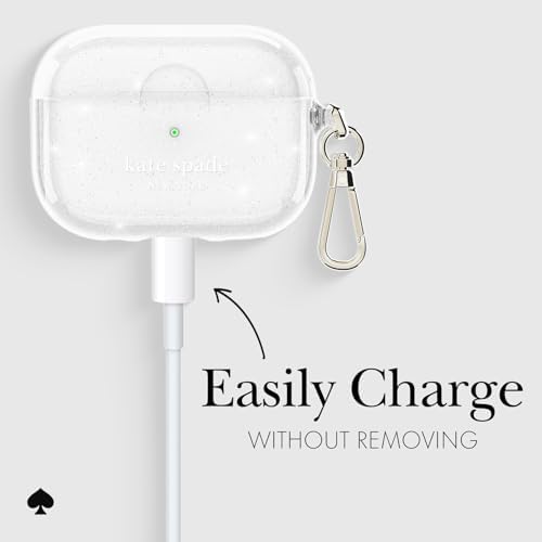 kate spade new york AirPods 4 Protective Case with Keychain Ring - That Sparkle Silver, Compatible with AirPods 4th Generation