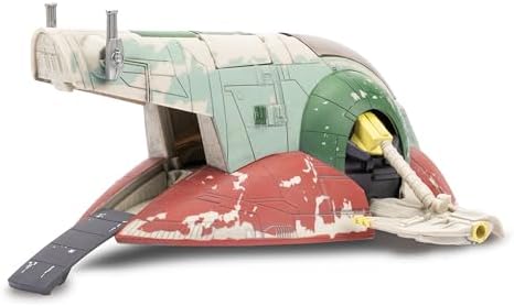 STAR WARS Micro Galaxy Squadron Boba Fett's Starship (Ep 5) - 7-Inch Vehicle with Flight Display Stand and Three 1-Inch Micro Figure Accessories
