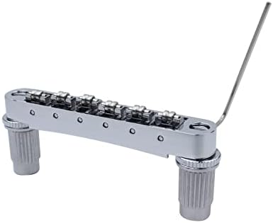 Guyker Guitar Tune-O-Matic Roller Saddle Bridge Replacement Part Compatible with Gibson Les Paul LP SG Style 6 String Electric Guitar - GM005, Chrome