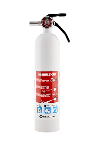 First Alert Marine1 Fire Extinguisher, UL Rated 1-A:10-B:C, White, FE1A10GR with Metal Bracket Bundle