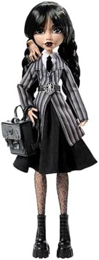 Monster High Wednesday Doll and Accessories, Wednesday Addams Collectible in Nevermore Academy Uniform with Thing and Backpack, Doll Stand
