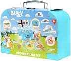 Bluey – Picnic Basket Set – 30 Piece Wooden Roleplay Toy with Carry Case, Cutlery & Pretend Food Accessories for Kids – FSC-Certified Material – Fun Imaginative Kit for 3 Years and Up