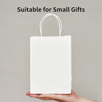 RACETOP 100 Pack Small Gift Bags 5.8x3.2x8.25 Inch White Kraft Paper Bags with Handles Bulk, Retail Shopping Bags for Birthday Party Favors, Grocery, Wedding, Craft