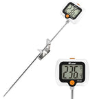 KT THERMO Digital Candy Thermometer, LCD Instant Read Food Meat Thermometer with 10" Probe and Pot Clip for Candy Making, Kitchen Accessories, Baking Tools（White）
