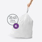 simplehuman Code K 200 Count, Genuine Custom Fit Liners, Drawstring Trash Bags in Dispenser Packs, 35-45 Liter / 9-12 Gallon, White