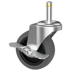 3-Inch Swivel Stem Caster for Rubbermaid Mop Bucket Utility Cart, 7/16-Inch Stem Diameter Rubber Wheel Set of 4 with Side Brake, Heavy Duty TPR Weber Grills Shop Vac Replacement Wheels