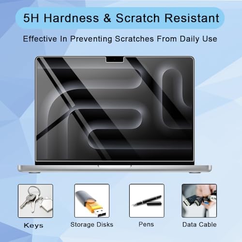 2 Pack 16" HD Screen Protector for 2024 MacBook Pro 16.2 Inches M4 Pro/Max chip Model (A3186/A3403) & Touch ID 5H PET Clear High Definition Anti Scratch Dustproof Protective Cover Skin Accessories