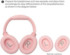 TOZO HT2 Hybrid Active Noise Cancelling Headphones, Wireless Over Ear Bluetooth Headphones+HT2 Replacement Ear Pads Pink