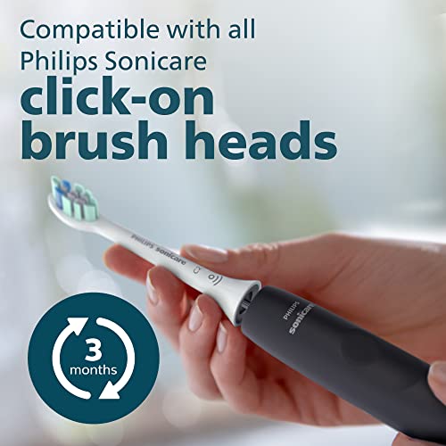 Philips Sonicare 4100 Electric Rechargeable Power Toothbrush, Black, with Genuine Philips Sonicare Optimal Plaque Control Replacement Toothbrush Heads, White, 3 Pack