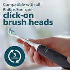 Philips Sonicare 4100 Electric Rechargeable Power Toothbrush, Black, with Genuine Philips Sonicare Optimal Plaque Control Replacement Toothbrush Heads, White, 3 Pack