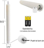 GenSwin Battery Operated Ivory Flameless Taper Candles with Remote & Timer, Moving Wick Real Wax Window Flickering LED Candles Christmas Decoration(0.78 x 9.5 Inches, Set of 2)