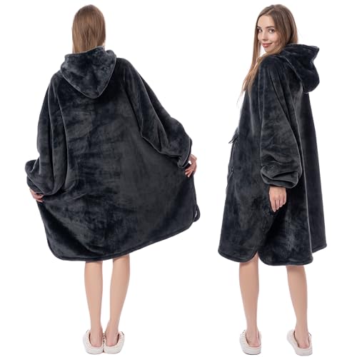 Krifey Wearable Blanket Hoodie, Oversized Sherpa Hooded as Birthday Gifts Christmas Gifts for Mom Women Girlfriend Men, Cozy Sweatshirt with Giant Pocket
