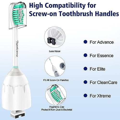 Toptheway Replacement Brush Heads Compatible with Sonicare E-Series Essence Xtreme Elite Advance and CleanCare Screw-On Toothbrush Handles 7022/66, 6 Pack