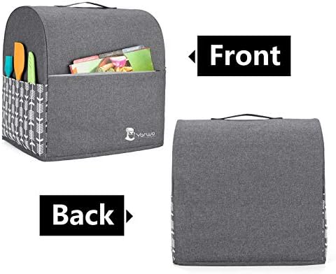 Yarwo Stand Mixer Cover Compatible with 4.5 qt and All 5 qt KitchenAid Mixer, Protective Dust Cover with Top Handle and Pockets for Accessories, Gray with Arrow