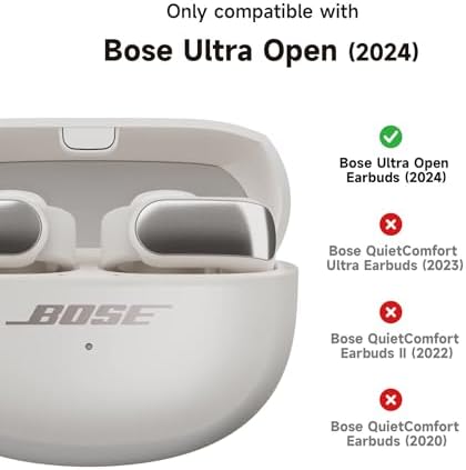 SURITCH Case Cover for Bose Ultra Open Earbuds(2024), Shockproof Protective Cover for Bose Ultra Open Wireless Ear Earbuds Charging Case Accessories with Carabiner, Green