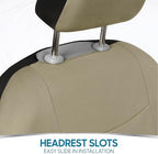 BDK PolyPro Car Seat Covers Full Set in Solid Beige, Front and Rear Split Bench Seat Covers for Cars, Easy to Install Car Seat Cover Set, Car Accessories for Auto Trucks Van SUV - Solid Beige