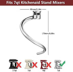 Dough Hook Replacement for KitchenAid 7QT Bowl-Lift Stand Mixers, Spiral and Stainless Steel Hook for Kitchen aid Attachment Accessories