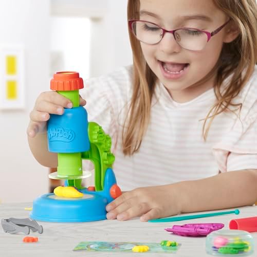 Play-Doh Light & Look Microscope for Kids 3 Years & Up, Electronic Preschool Toys for Girls & Boys, 9 Accessories & 5 Colors