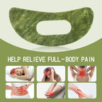 Jade Stone Gua Sha Massage Tool Set Larger Guasha Board with Handle Muscle Scraping Massage Tools Facial Anti Cellulite Spa Acupuncture Tools for Back Neck Face Leg Massage, Lymphatic Drainage