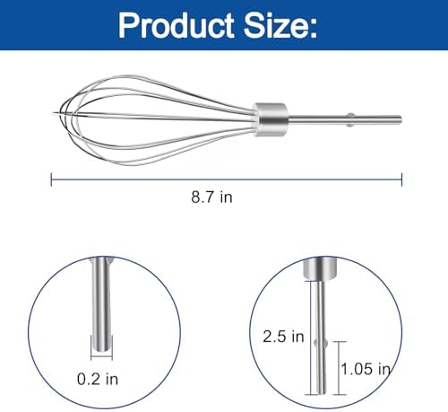 Replacement KitchenAid Hand Mixer Whisk Attachments Suitable For Kitchenaid Immersion Blender Whisk KHMPW Stainless Steel Hand Mixer Beater - (2PCS)