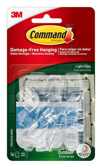 Command Outdoor Light Clips, 16 Clear Clips and 20 Command Strips, Damage Free Hanging Outdoor Light Clips with Weather Resistant Strips, No Tools Wall Clips for Hanging Outdoor Lights and Cables