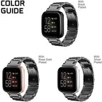 FINTIE Metal Band Compatible with Fitbit Versa 2 1 and Lite Edition, Solid Stainless Steel Strap Replacement Wristband Business Bracelet
