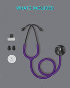 Single Head Stethoscope for Doctors/Nurses/Nursing School Students, Medical and Home Use with Accessories Name Tag, FSA HSA Eligible (Purple Tube, without EVA Case)