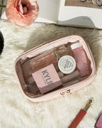 Pocmimut Makeup Bag,Small Makeup Bag Clear Travel Makeup Bag Car Accessories Storage for Women,Travel Essentials Organizers,Pink