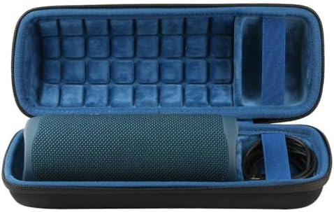 co2CREA Hard Travel Case Replacement for JBL Flip 7 Flip 6 FLIP 5 Waterproof Portable Bluetooth Speaker (Black Case + Inside Blue)