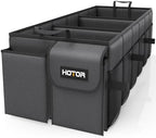 HOTOR Trunk Organizer for Car - Car Organizer, Foldable Trunk organizer for SUVs & Sedans, Sturdy Car Organization for Car Accessories, Tools, Sundries, Black, 3 Compartments, 31.9"×12.6"×10.6"