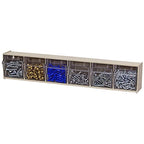Akro-Mils 06706 TiltView Horizontal Plastic Organizer Storage System Cabinet with 6 Tilt Out Bins, (23-5/8-Inch Wide x 4-1/2-Inch High x 3-3/4-Inch Deep), Stone
