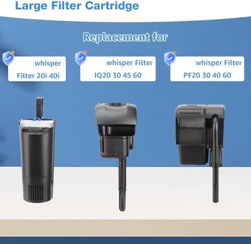 6 Count Assembled Large Filter Cartridges Compatible with Tetra Whisper Bio-Bag Filters 20i 40i IQ20/30/45/60 PF20/30/40/60, Large Replacement Filter Cartridges for Whisper Filters & Aquariums