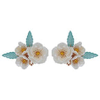 A Pair of Duckbill Clips White Pearl Flowers Hair Accessories Handmade Hair Clips for Women