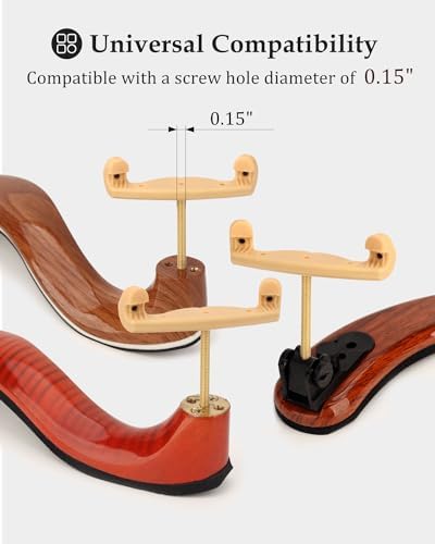 LMS Universal Extra Long Fork for Violin Shoulder Rest 4/4 3/4 Full Size, Replacement for Violin Viola Fiddle Shoulder Rest Extra-Long Feet, 1.5 inch (Khaki)