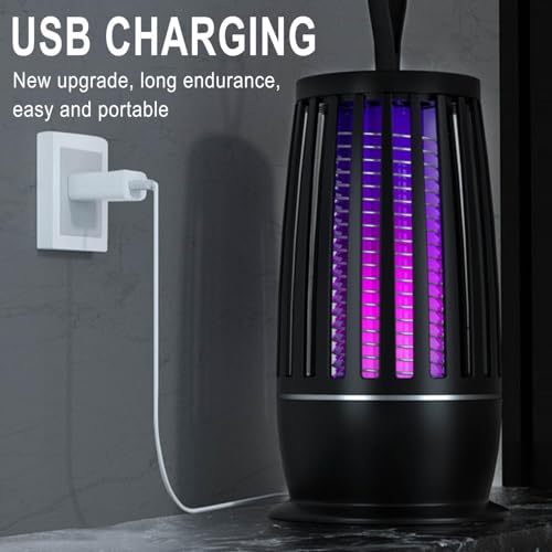 CSEONE Electric 𝑩𝒖𝒈 𝒁𝒂𝒑𝒑𝒆𝒓 for Indoor & Outdoor - Rechargeable 𝑴𝒐𝒔𝒒𝒖𝒊𝒕𝒐 & 𝑭𝒍𝒚 𝑲𝒊𝒍𝒍𝒆𝒓, Portable Quiet USB LED Light 𝑻𝒓𝒂𝒑 for Home Office #Daily Use (Black)