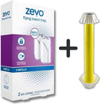 Zevo Flying Insect Trap Refill Kit| Attracts and Traps Insects like Fruit Flies, Gnats, House Mosquitoes Other | Pack Includes 2 cartridges| Device Sold Separately, White