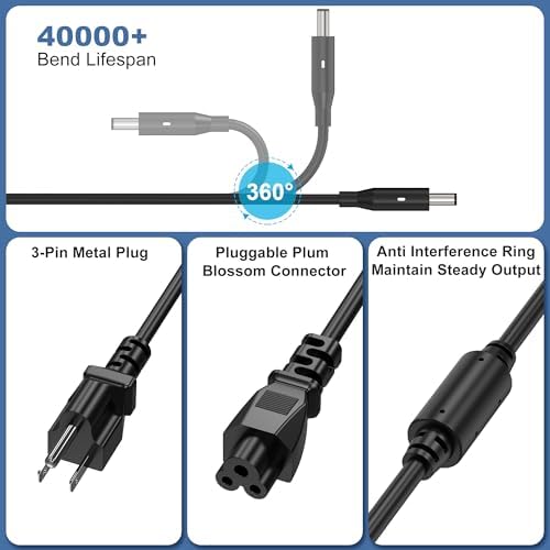 New 130W 4.5mm Tip Laptop Charger Replacement for dell XPS 15 7590 9530 9550 9560 9570 Inspiron 7348 Adapter Precision 5510 5520 5530 5540 0V363H HA130PM130 DA130PM130 06TTY6 0RN7NW Power Supply Cord