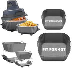 2Pcs Silicone Air Fryer Liners for Ninja Crispi FN101GY/FN101SG/FN101ST,Large for 4-QT & Small for 6-Cups Container,Reusable,Non-Stick,4-in-1 Portable Glass Air Fryer Cooking System Accessories