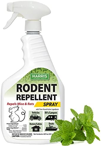 Harris Peppermint Oil Mice & Rodent Repellent Spray for House and Car Engines, Humane Mouse Trap Substitute, 20oz