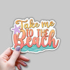 (3 pcs) Take Me to The Beach Sticker Funny Beach Ocean Life Tumbler Decal Sticker for Kindle Laptop Water Bottle Phone Hard Hat Vinyl Decal - 3x2.2