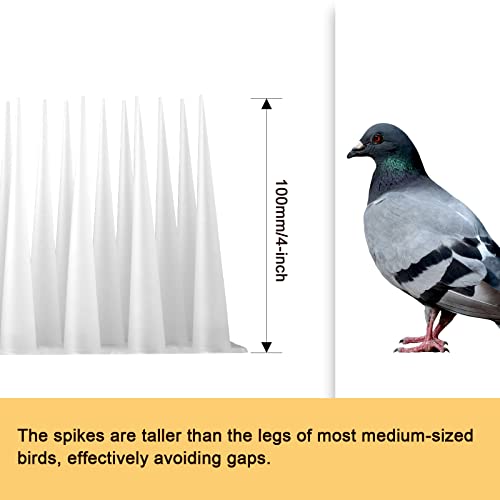OFFO Bird Spikes Pigeon Outdoor Deterrent Spikes for Cat Keep Birds Raccoon Woodpecker Away Covers 60 Feet(18.3m), Frosted White