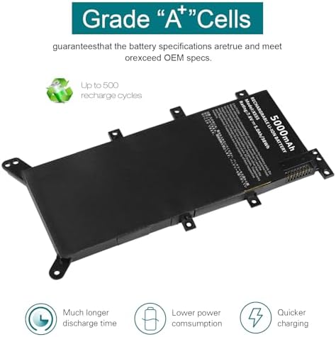 Fancy Buying C21N1347 Laptop Battery Replacement for Asus X555 X555L X555LA X555LD X555LN A555L K555L Y583LD W519LD K555LD K555LA R556L VM590L Series 2ICP4/63/134 [7.6V/5000mAh/38Wh]