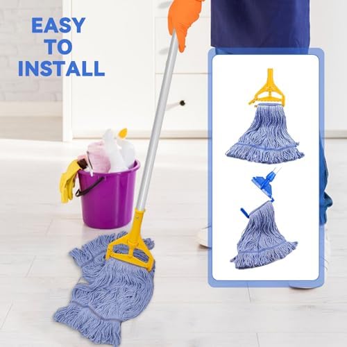 Commercial Heavy Duty Mop Heads Replacement for Rubbermaid: 3 Packs Industrial Wet Mop Head for Floor Cleaning - Cotton Commercial Products Wet Mop Refills
