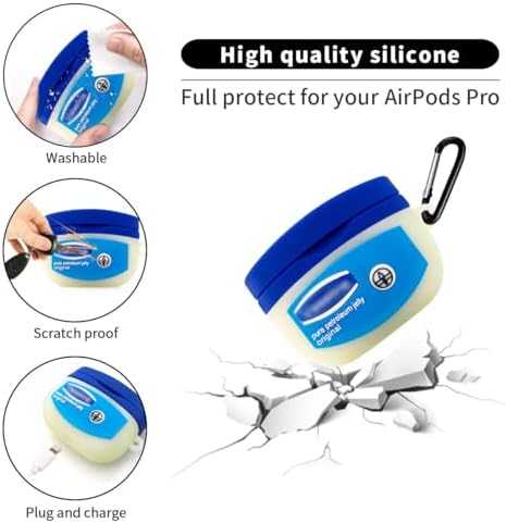 WQNIDE Blue Bottle Case,6in1 Accessories Set Silicone Protective Cover,Cute 3D Fashion Fun Character Design,with Keychain Kids Women Men for Airpods Pro Case -2019 (Vaselin)