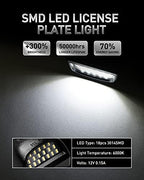 LESAUCE Full LED License Plate Light Tag Lamp Assembly Replacement for Chevy Silverado 1500 2500 3500 Suburban Tahoe GMC Sierra Yukon XL for Escalade, 6000K White, Pack of 2