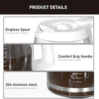 12-Cup Coffee Pot Replacement Compatible with Cuisinart Coffee Maker Models SS-12, SS-15, SS-16, DCC-1100BK, DCC-1200, DCC-2650, CHW-12P1, DGB-400, DGB-550BK, DGB-550BK1, DGB-625BC and DGB-700BC White