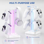 KDD Headset Stand with 9 Light Modes - Controller Holder for Desk - Rotatable Headphone Stand & Detachable Controller Hook for PC Earphone Accessories(White)