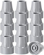 Crutch Tips,12Pcs 7/8 Inch Crutch Feet Cap,Upgrade Heavy Duty Rubber Accessories Replacement Rubber Cane Tips, for Reduce The Frequency of wear and Tear, Gray